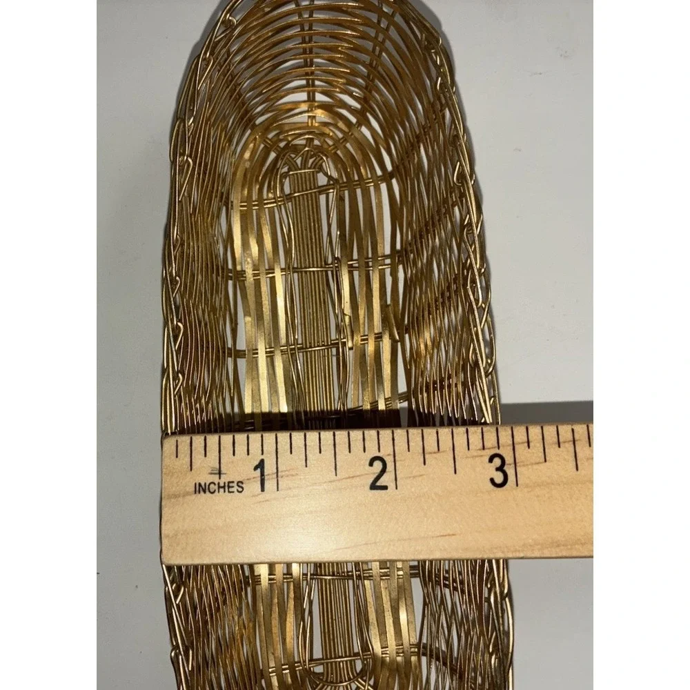 Metal Wire Basket Gold Woven Oblong Crackers Trinket Hand Towel Small‎ Vintage